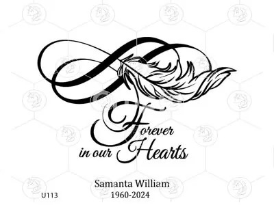 Feather Infinity Forever In Our Hearts Memorial Clipart, In Loving Memory Symbol custom design SVG PNG, Infinity Sign With Light Feather